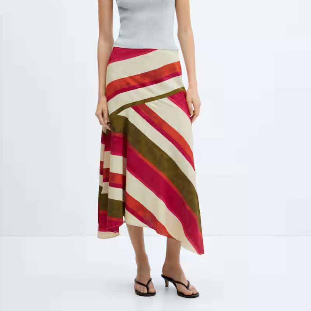 Mango Striped asymmetric skirt